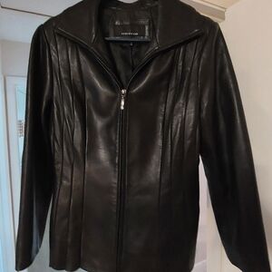 Black leather jacket women medium